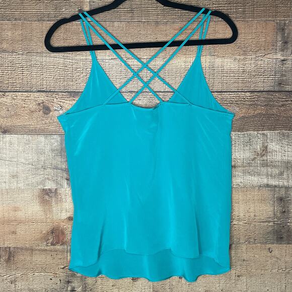 Rory Beca 100% Silk Turquoise Blue Double Cross Straps Tank Top Size Small NWT - Picture 6 of 8